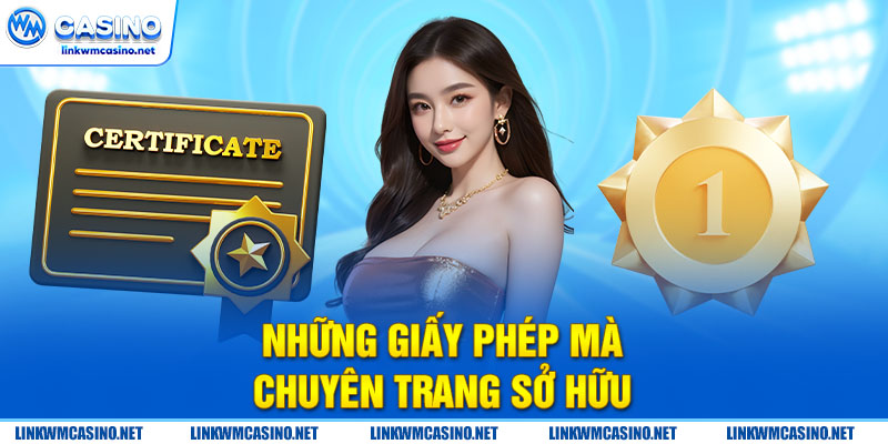 Những giấy phép mà chuyên trang sở hữu